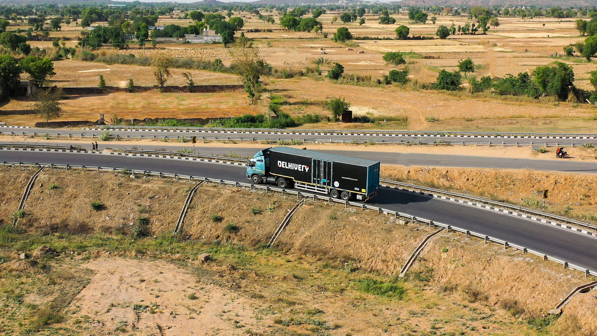 Commercial vehicle on a highway