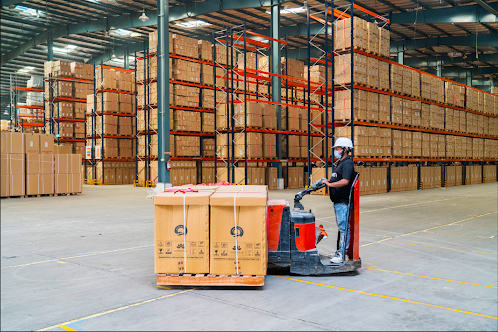 Logistics business owner at a warehouse